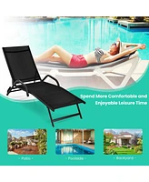 Inolait 2 Pieces Outdoor Chaise Lounge with 5-Position Adjustable Backrest