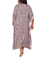 Ellen Tracy Plus Printed V-Neck Caftan Nightgown