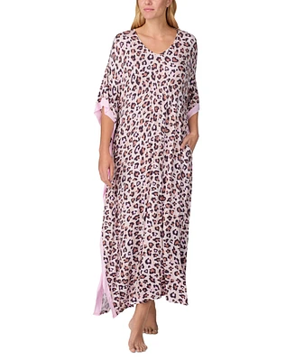 Ellen Tracy Women's Printed V-Neck Caftan Nightgown