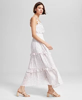 And Now This Women's Floral-Print Ruffled Tiered Smocked-Waist Maxi Dress, Exclusively at Macy's