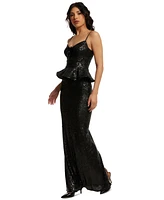 Dress the Population Women's Akiah Sequined Peplum Gown