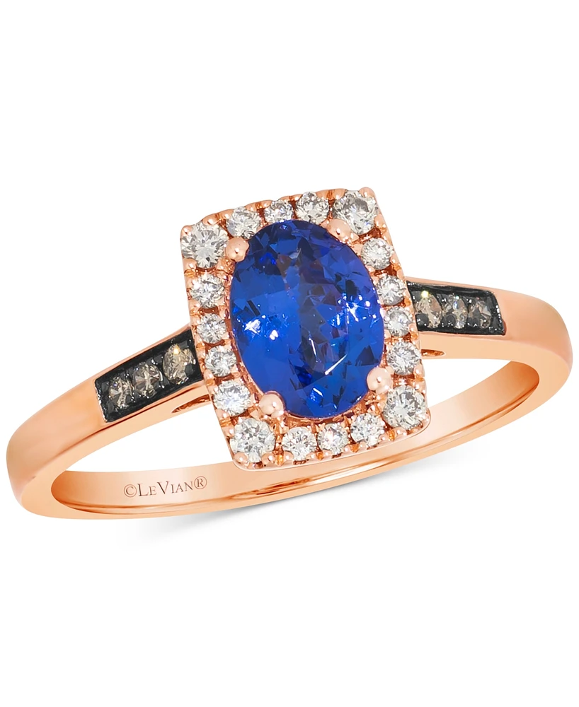 Le Vian Tanzanite (5/8 ct. t.w.) & Diamond (1/5 ct. t.w.) Statement Ring in 14k Rose Gold