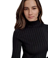 Dkny Jeans Petite Ribbed Mock-Neck Sweater
