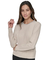 Dkny Jeans Petite Embellished Trim Sweater Top