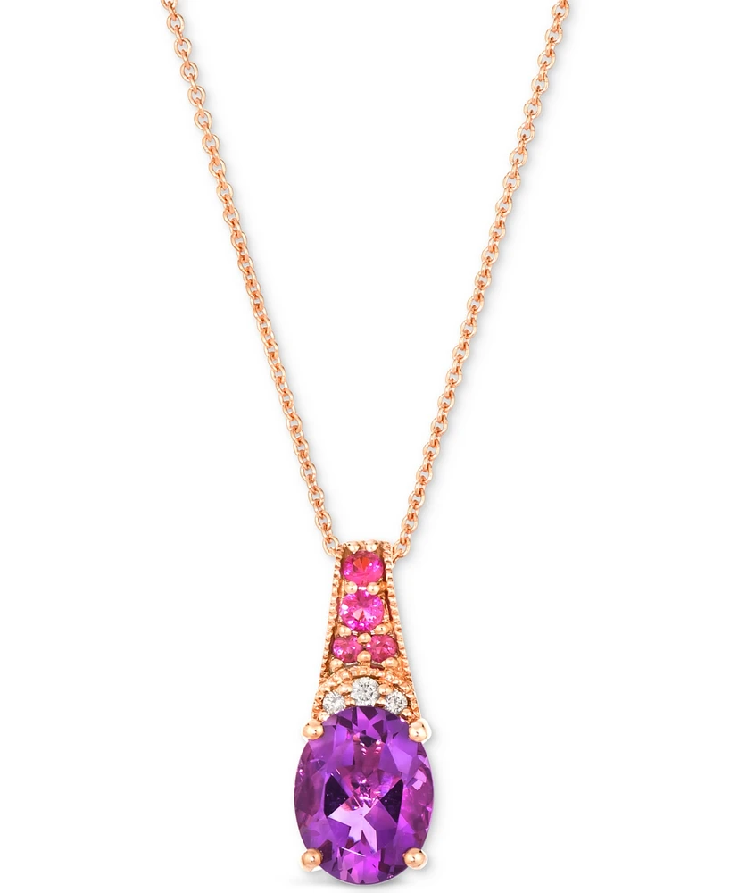 Le Vian Amethyst (1-1/3 ct. t.w.), Pink Sapphire (1/10 ct. t.w.) & Nude Diamond Accent 20" Adjustable Pendant Necklace in 14k Rose Gold