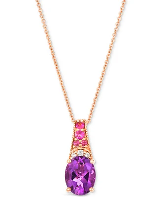 Le Vian Amethyst (1-1/3 ct. t.w.), Pink Sapphire (1/10 ct. t.w.) & Nude Diamond Accent 20" Adjustable Pendant Necklace in 14k Rose Gold