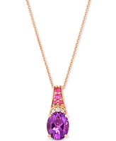 Le Vian Amethyst (1-1/3 ct. t.w.), Pink Sapphire (1/10 ct. t.w.) & Nude Diamond Accent 20" Adjustable Pendant Necklace in 14k Rose Gold