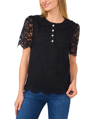 CeCe Women's Short Sleeve Lace Blouse