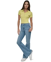 Dkny Jeans Petite Short-Sleeve Ribbed Polo Shirt
