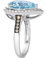 Le Vian Sea Blue Aquamarine (4-1/4 ct. t.w.) & Diamond (3/8 ct. t.w.) Pear-Shape Statement Ring in 14k White Gold