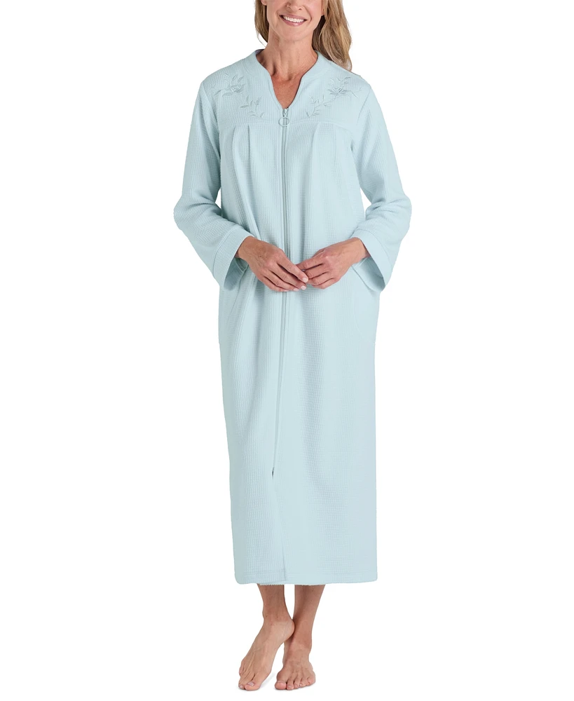 Miss Elaine Petite Zip-Front French Fleece Robe