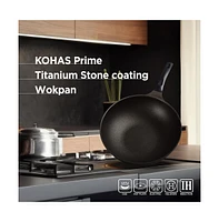 Kohas Kproduct4u 11.8" Prime Titanium Stone Coating Wok Pan, Black