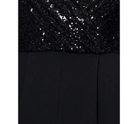 Xscape Women's Sequined-Bodice Straight-Leg Jumpsuit