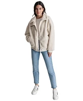 Dkny Jeans Women's Sherpa Fleece Bomber Jacket