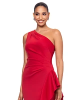 Xscape Women's Ruffled One-Shoulder Scuba Gown