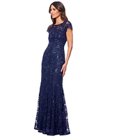 Xscape Women's Sequined Lace Cap-Sleeve Gown