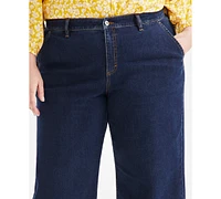 Style & Co Plus High Rise Wide-Leg Cropped Jeans, Exclusively at Macy's