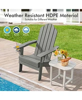Sugift Foldable Weather Resistant Patio Chair with Built-in Cup Holder