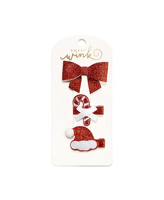 Sweet Wink Child Girl Candy Cane Cutie Christmas Clip Set