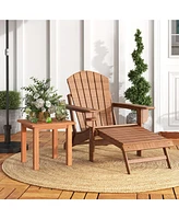 Sugift Patio Hardwood Square Side Table with Slatted Tabletop