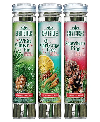 National Tree Company Scentsicles Scented Ornaments White Winter Fir, O Christmas Tree, Snowberry Pine, 3 Pack Set