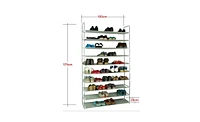 Slickblue Ultra-Large Capacity 10-Layer Non-Woven Fabric & Steel Shoe Rack in Grey