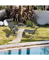 Sugift Adjustable Patio Folding Chaise Lounge Chair with Wheels