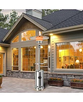 Gymax Patio 87 inches Tall Propane Heater 48,000 Btu W/Table & Wheels Silver
