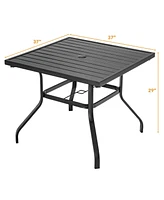 Inolait 37 Inch Square Patio Dining Table with Umbrella Pole Hole
