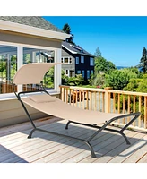 Inolait Sugift Patio Hanging Chaise Lounge Chair with Canopy Cushion Pillow and Storage Bag
