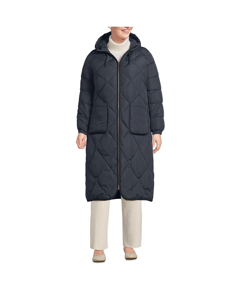 Lands' End Plus FeatherFree Insulated Diamond Quilted Maxi Coat