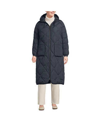 Lands' End Plus FeatherFree Insulated Diamond Quilted Maxi Coat