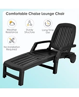 Sugift Adjustable Patio Sun Lounger with Weather Resistant Wheels