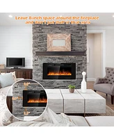 Gymax 36-inch Recessed Wall Mounted Electric Fireplace Heater w/ Remote Control