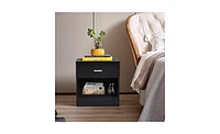 Slickblue 1-Drawer Metal Handle Bedside Cabinet Nightstand for Bedroom Storage