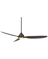 Casa Vieja 60" Revere Mid Century Modern Indoor Outdoor Ceiling Fan 3 Blade Customize Led Remote Control Emperial Bronze Finish Blades Bedroom Patio L
