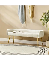 Hulala Home Modern Luis 55.25" Wide Bench with Sturdy Golden Metal Tapered Leg