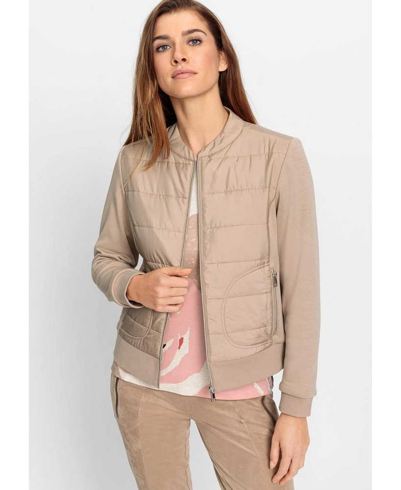 Olsen Mixed Media Zip Front Jacket