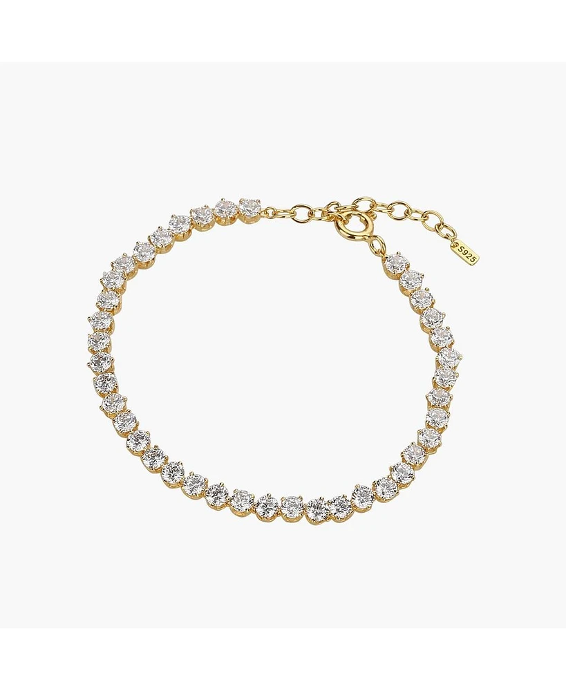 Bearfruit Jewelry Sterling Silver 18k Gold Plated Josephine Tennis Bracelet