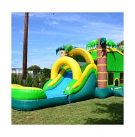 JumpOrange Commercial Grade Inflatable Tropical Aloha Bounce House & Slide Combo with Air Blower, Party Combo Moonwalk, 100% Pvc Vinyl