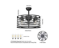 gaomon 18in Black Caged Ceiling Fan with Light, Ceiling Fan Low Profile th Remote Control and Reversible Fan Blades, Industrial Farmhouse Fan Lights C