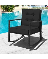 Sugift Patio Rattan Rocker Outdoor Glider Rocking Chair Cushion Lawn