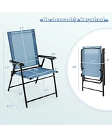 Sugift Patio Dining Chair Set of 2 with Armrests and Metal Frame