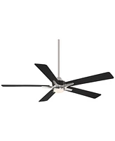 Casa Vieja 52" Vegas Nights Modern Industrial Indoor Outdoor Ceiling Fan 5 Blade Led Light Remote Control Brushed Nickel Finish Black Wood Blades Bedr