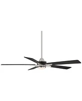 Casa Vieja 52" Vegas Nights Modern Industrial Indoor Outdoor Ceiling Fan 5 Blade Led Light Remote Control Brushed Nickel Finish Black Wood Blades Bedr