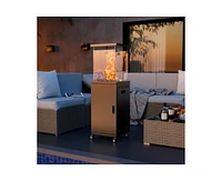 50000-btu Black Steel Floorstanding Propane Patio Heater with Wheels