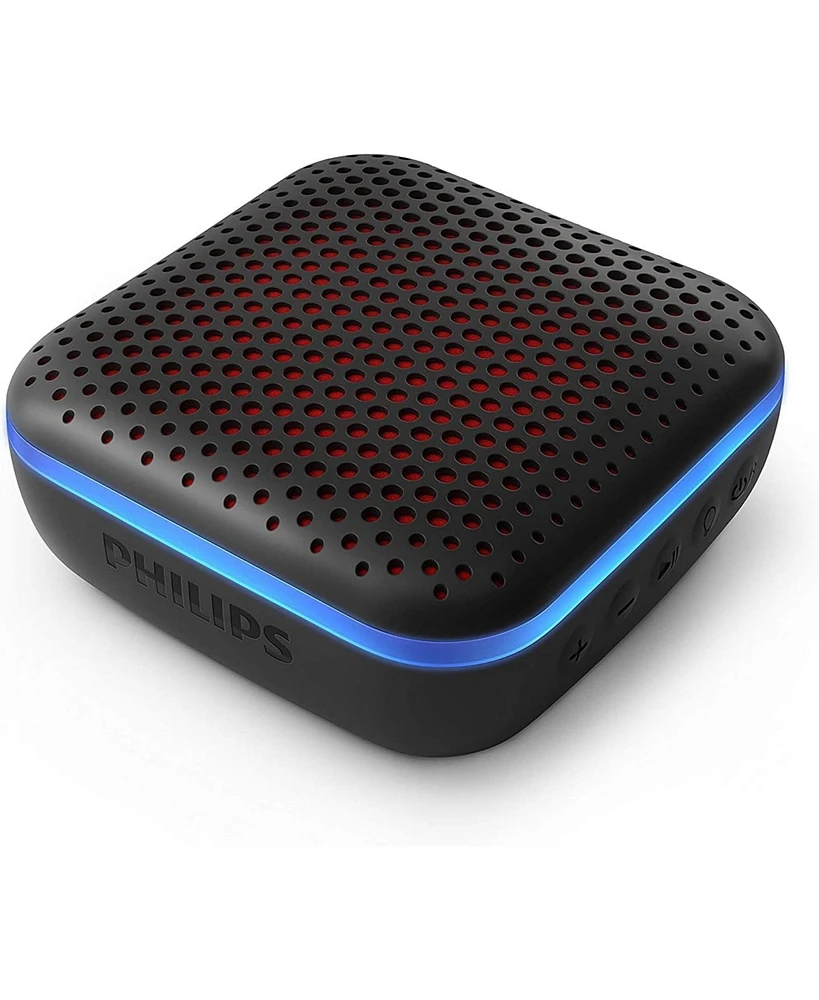 Philips Black Wireless Bluetooth Speaker, IPX7 Waterproof, 10 Hours Playtime, Multi-Color Led Lights, Built-in Mic