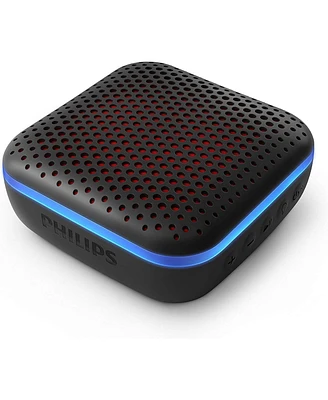 Philips Black Wireless Bluetooth Speaker, IPX7 Waterproof, 10 Hours Playtime, Multi-Color Led Lights, Built-in Mic