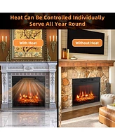 Gymax 18'' Electric Fireplace Inserts & Freestanding Adjustable Heater Log Flame 1400W