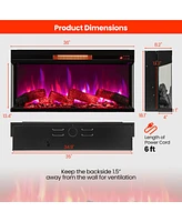 Gymax 36 Inches 3-Sided Glass Electric Fireplace w/ Remote Control Thermostat 9H Timer